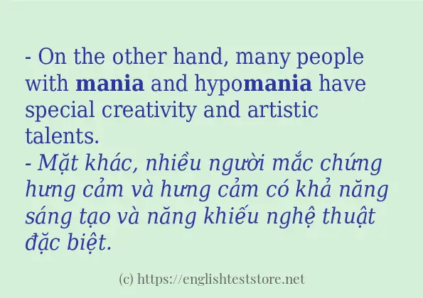 Cách sử dụng và câu ví dụ của từ mania