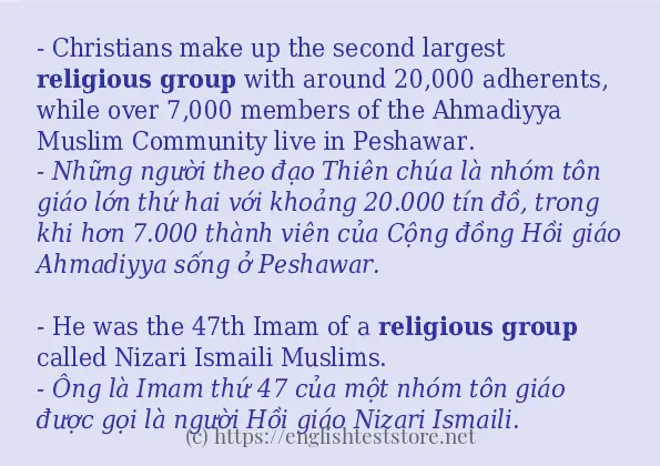 Cách sử dụng và câu ví dụ của từ religious group