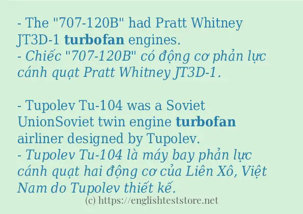 Cách sử dụng và câu ví dụ của từ turbofan