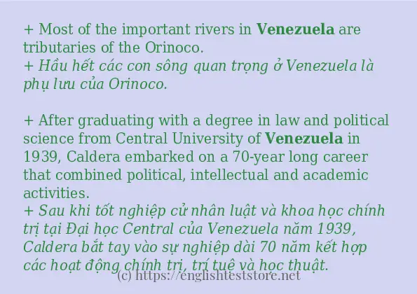 Cách sử dụng và câu ví dụ của từ venezuela