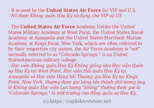 Câu ví dụ của từ United States Air Force