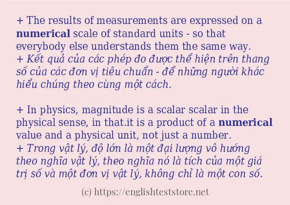 Câu ví dụ của từ numerical