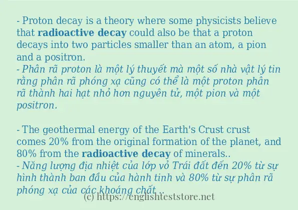 Câu ví dụ của từ radioactive decay