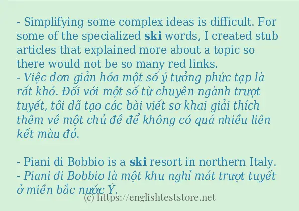 Câu ví dụ của từ ski