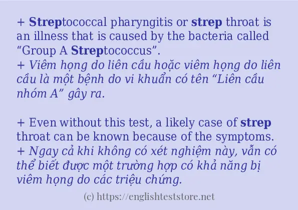 Câu ví dụ của từ strep