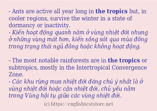 Câu ví dụ của từ the Tropics