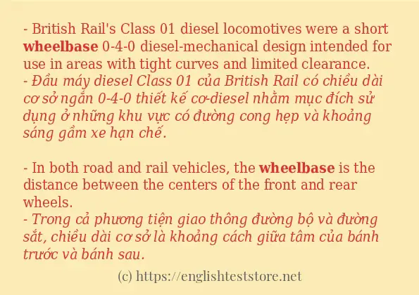 Câu ví dụ của từ wheelbase