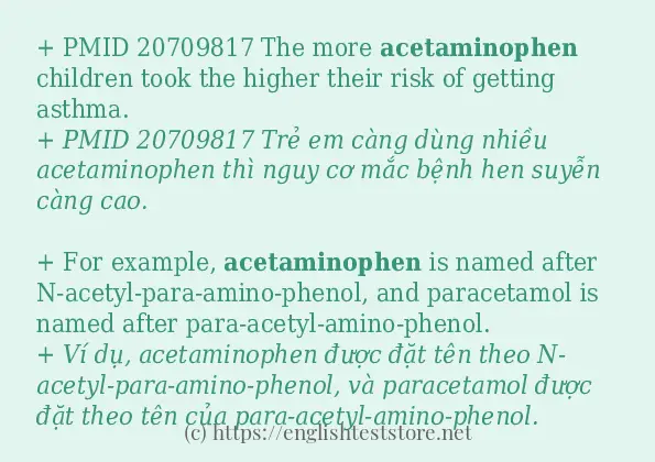 acetaminophen cách dùng và ví dụ trong câu