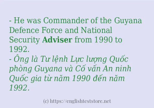 adviser ví dụ và cách sử dụng trong câu