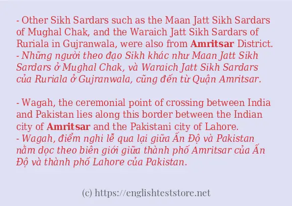 amritsar câu ví dụ và cách dùng