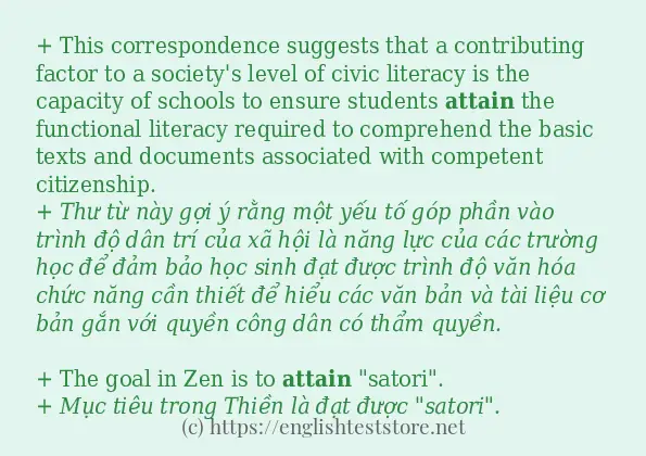 attain câu ví dụ và cách dùng