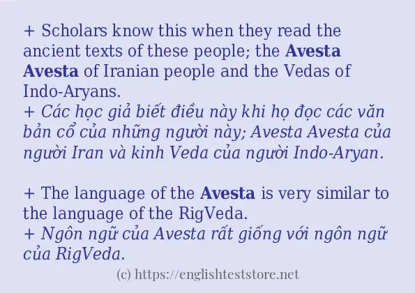 avesta sử dụng như thế nào và câu ví dụ