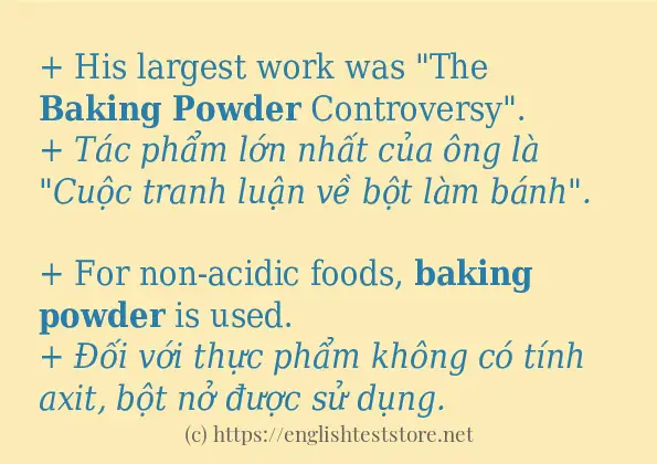 baking powder sử dụng như thế nào và câu ví dụ