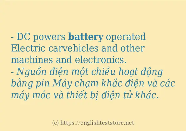 battery cách dùng và ví dụ trong câu