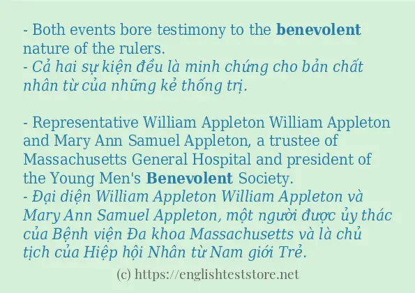 benevolent áp dụng trong câu và ví dụ