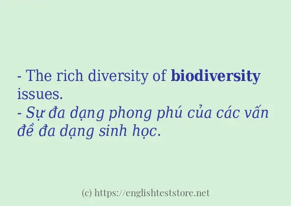 biodiversity các ví dụ và câu điển hình