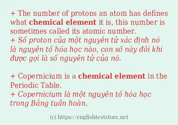 chemical element cách dùng và ví dụ trong câu