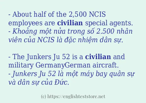 civilian ví dụ và cách sử dụng trong câu