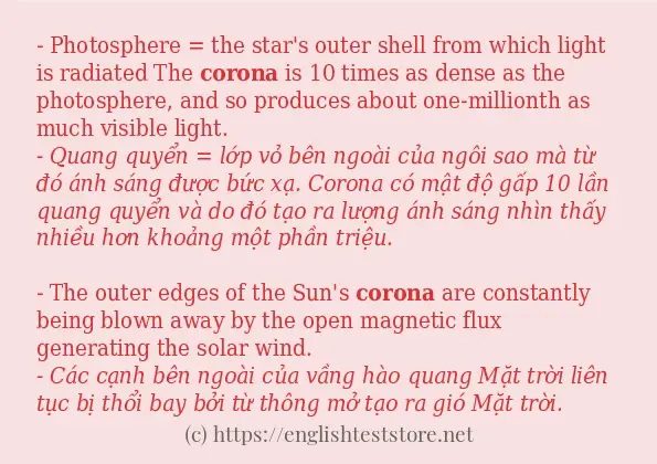 corona cách sử dụng và câu ví dụ