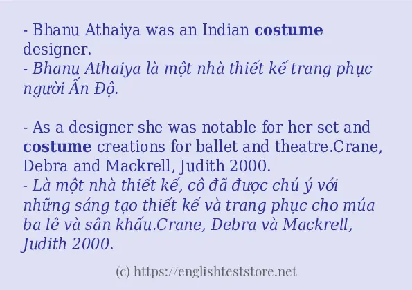 costume các cách dùng và câu ví dụ