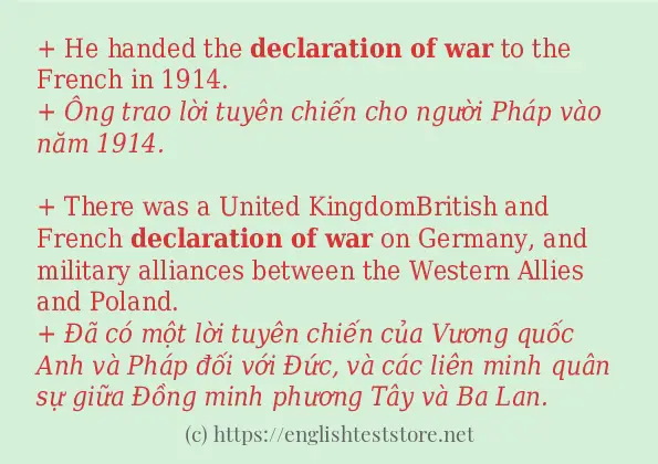 declaration of war các ví dụ và câu điển hình