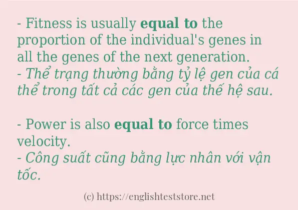 equal to cách sử dụng và câu ví dụ