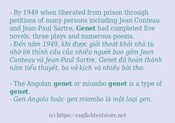 genet các ví dụ và câu điển hình