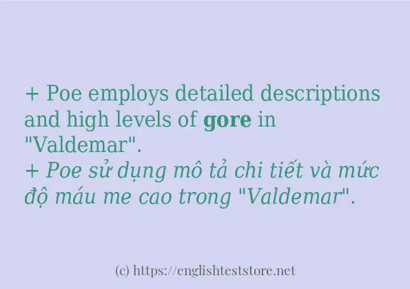 gore câu ví dụ và cách sử dụng