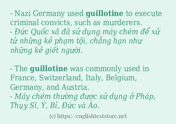 guillotine sử dụng như thế nào và câu ví dụ