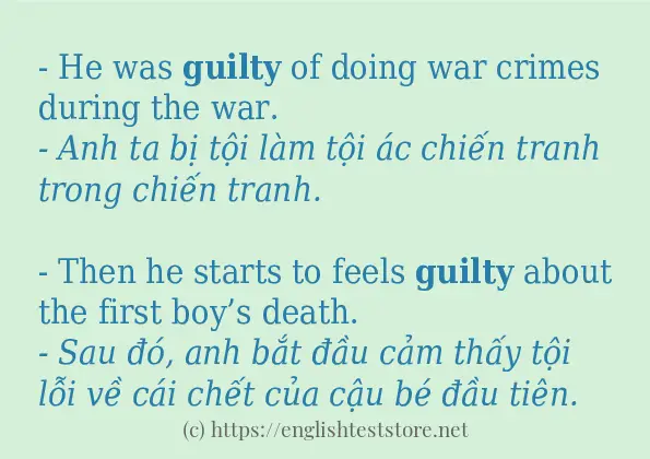 guilty dùng như thế nào?