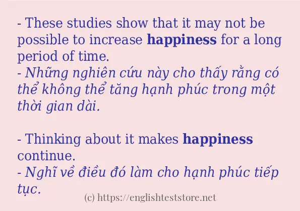 happiness ví dụ và cách sử dụng trong câu