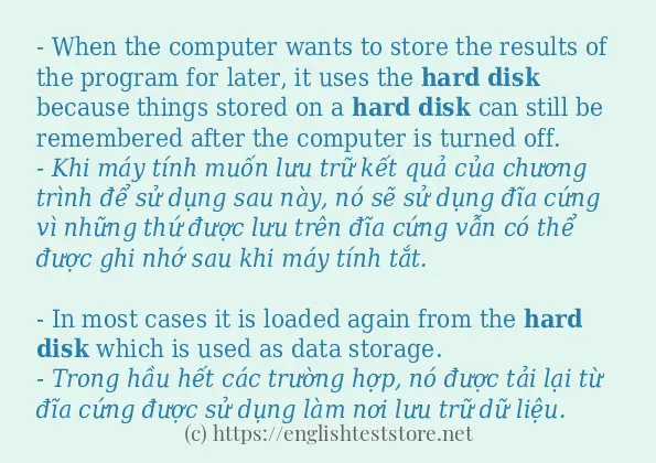 hard disk cách sử dụng và câu ví dụ