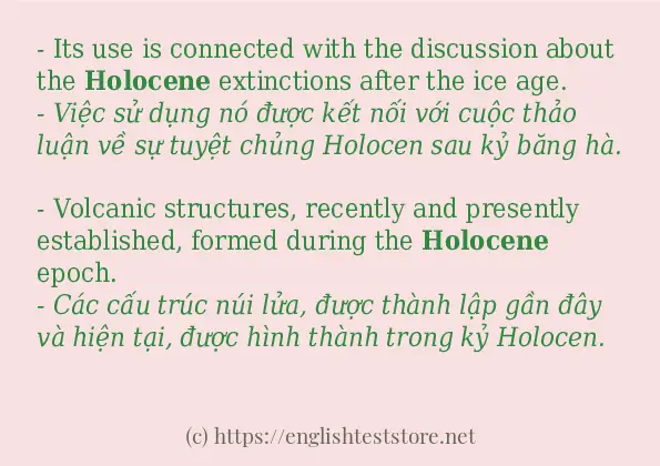 holocene sử dụng thực tế trong câu