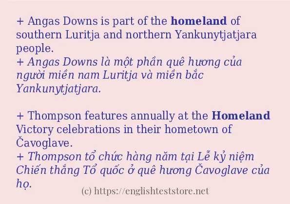 homeland cách dùng trong câu và ví dụ