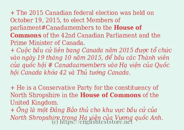 house of commons ví dụ cách dùng trong câu