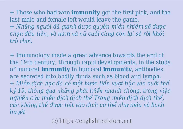 immunity cách sử dụng trong câu và ví dụ