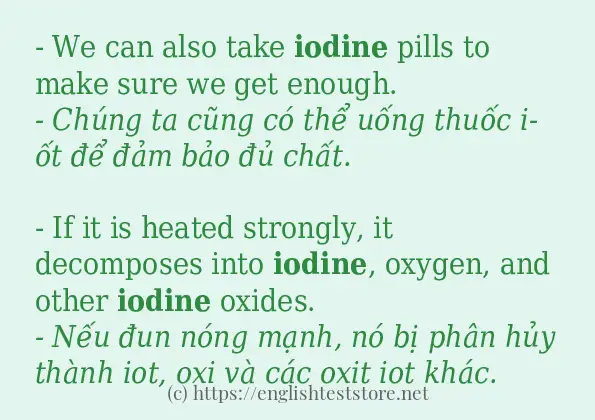 iodine sử dụng thực tế trong câu