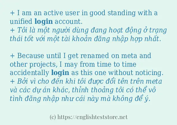 login cách dùng và ví dụ trong câu