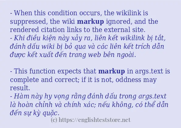 markup câu ví dụ và cách sử dụng