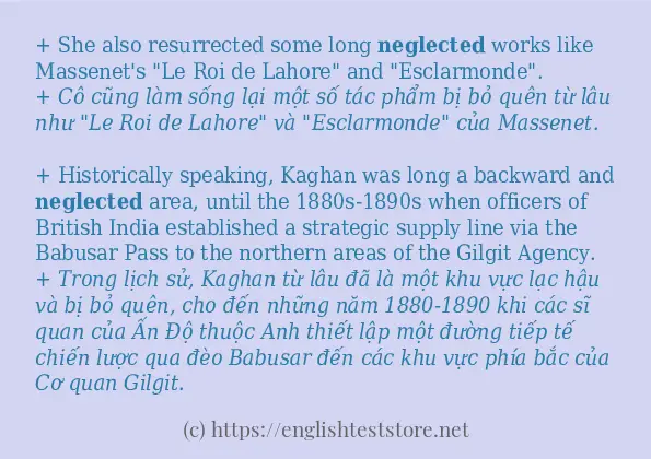 neglected câu ví dụ và cách sử dụng