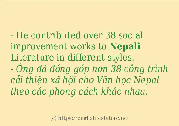 nepali ví dụ và cách sử dụng trong câu