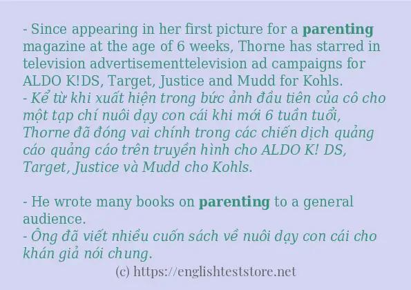 parenting ví dụ và cách sử dụng trong câu