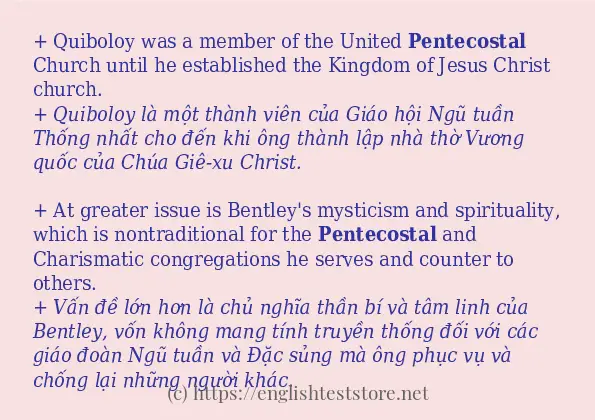 pentecostal cách dùng và câu ví dụ