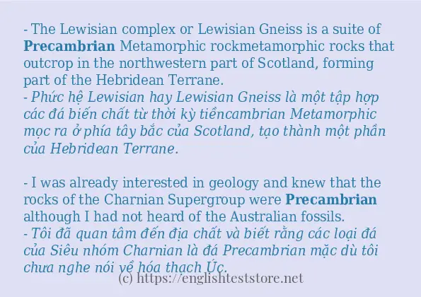 precambrian câu ví dụ và cách dùng