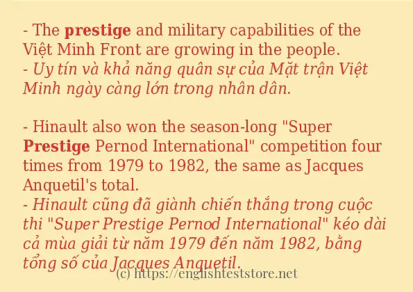 prestige cách dùng trong câu và ví dụ