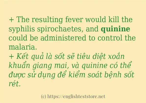 quinine câu ví dụ và cách dùng