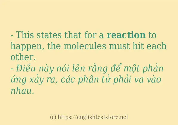 reaction cách sử dụng và câu ví dụ