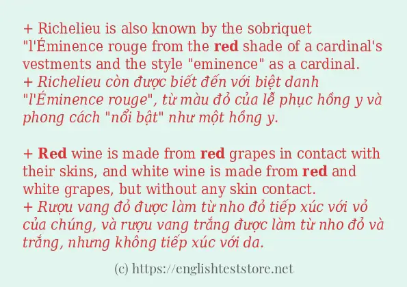 red sử dụng thực tế trong câu