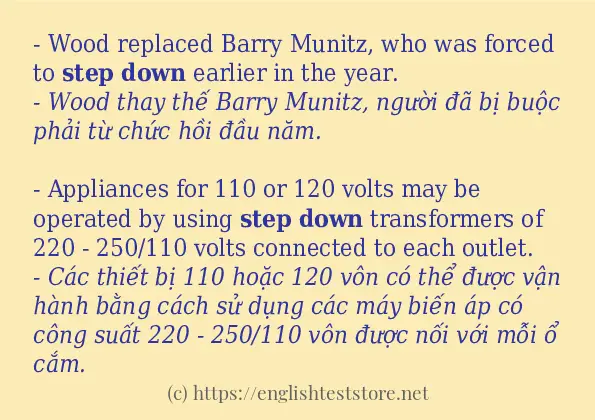 step down áp dụng trong câu và ví dụ