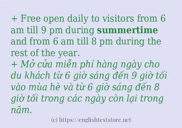 summertime cách dùng và câu ví dụ